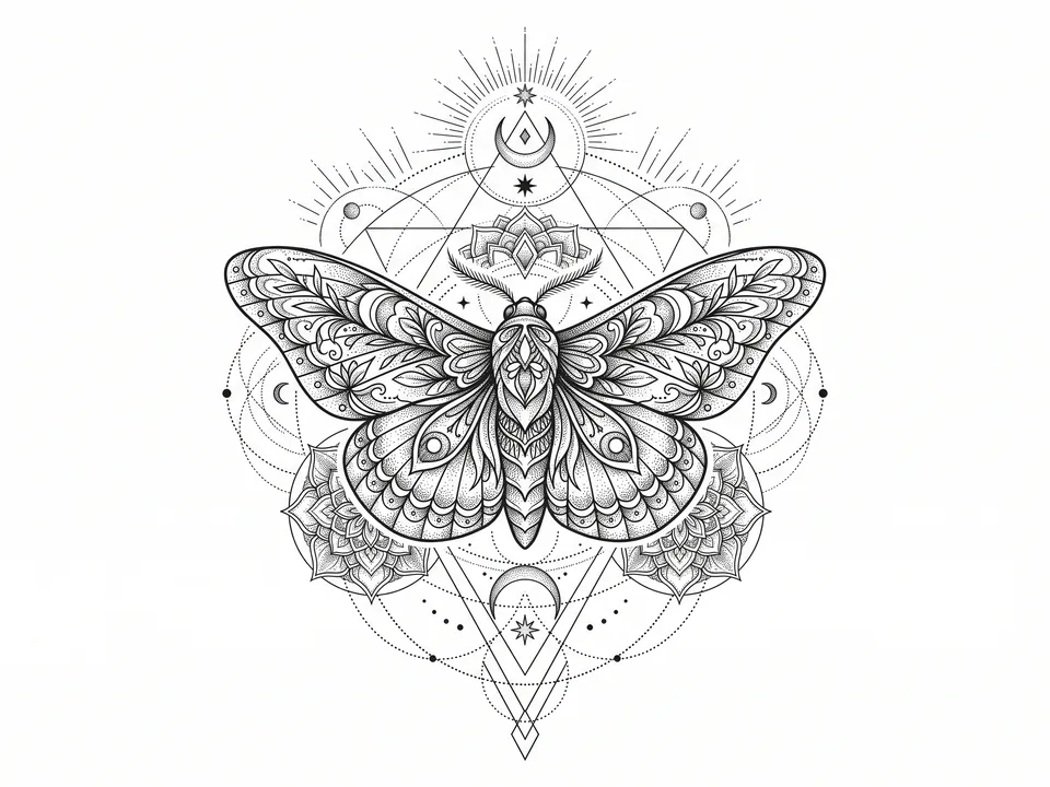 Blackwork: Fine-line ornamental black ink