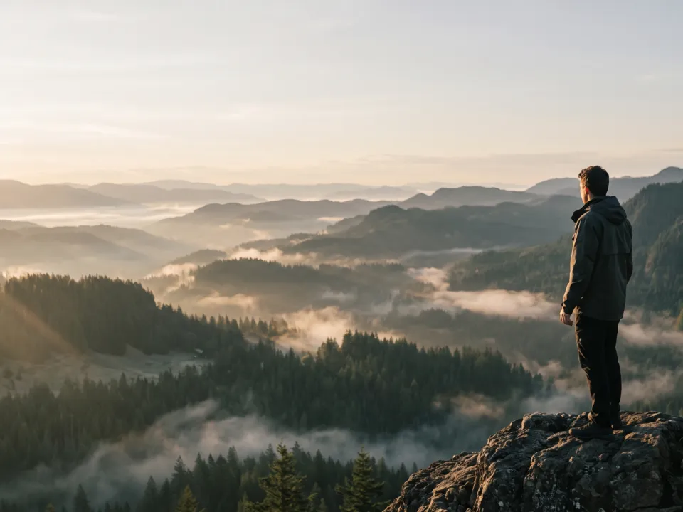 Golden hour: Low sun, mist and warm film colour