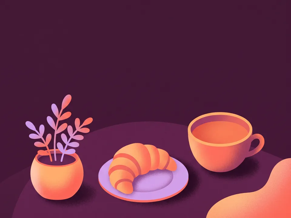 Grain gradient: Soft grainy gradients, simple shapes