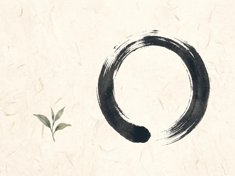 Japandi: Washi grain and one ink circle