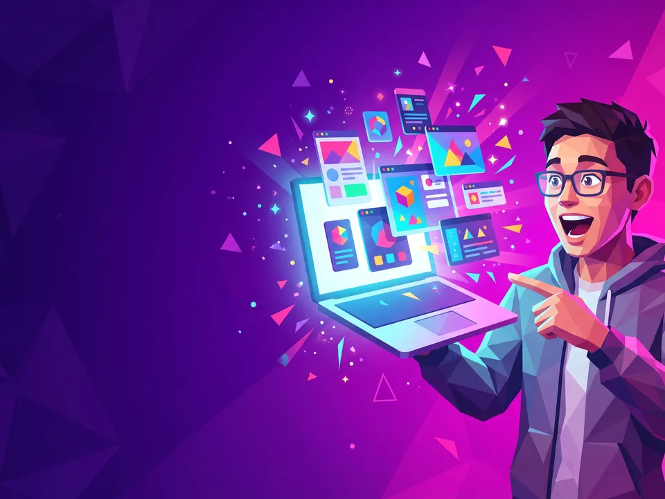 Low poly: Faceted 3D in bright colour
