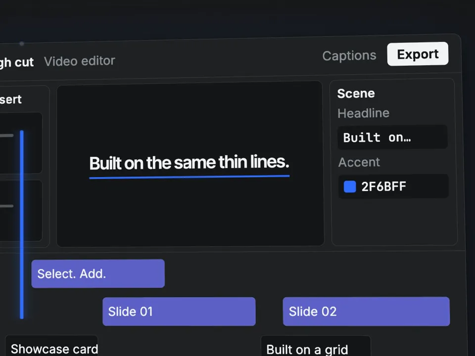 Product UI: Live interface parts in a calm light studio