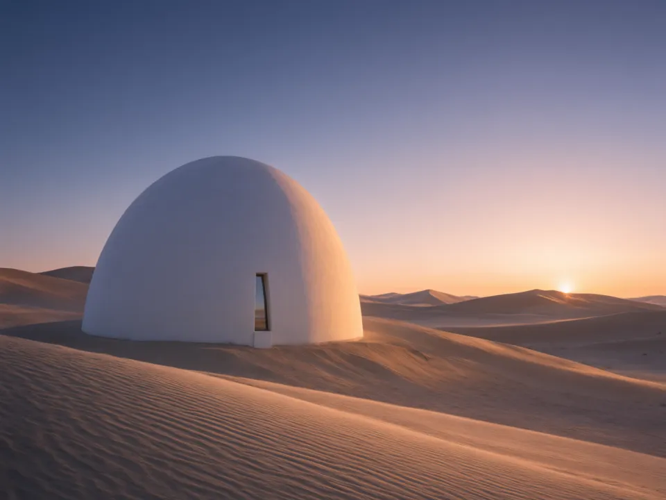 Open space: A vast calm landscape, one small form