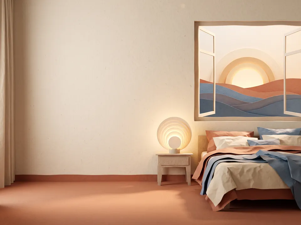 Paper cut-out: Layered paper craft with soft shadows