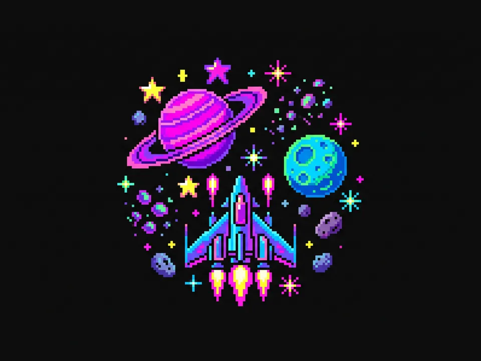 Pixel print: Chunky retro pixels