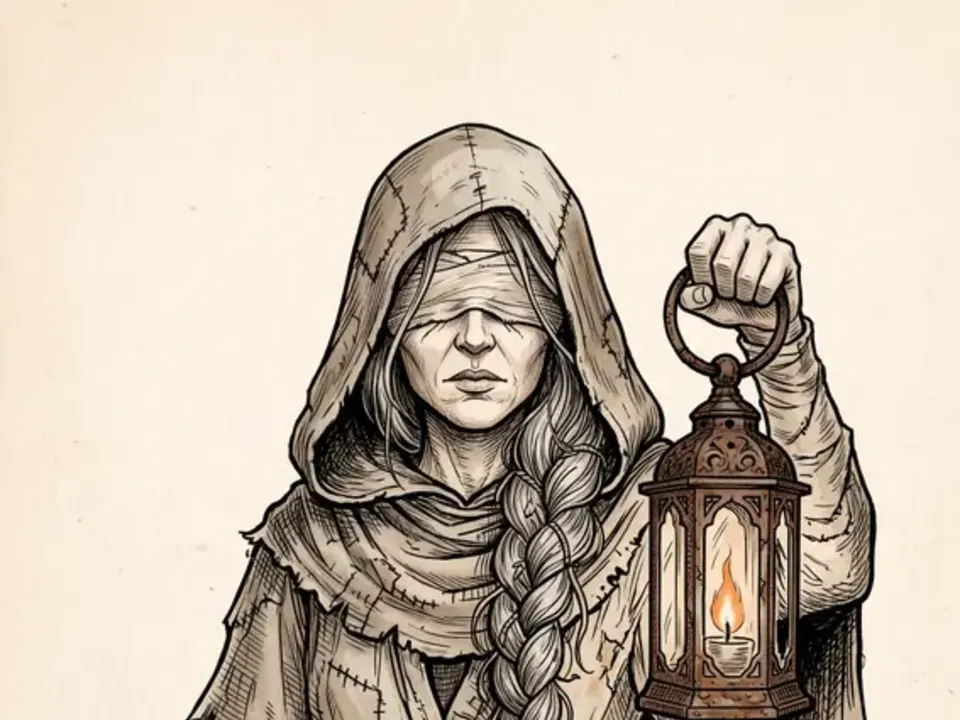 Sepia ink: Cross-hatched ink and a sepia wash on cream