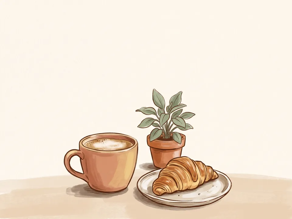 Warm editorial: Soft gouache objects on cream