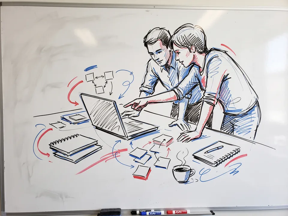 Whiteboard: Marker sketches on a whiteboard