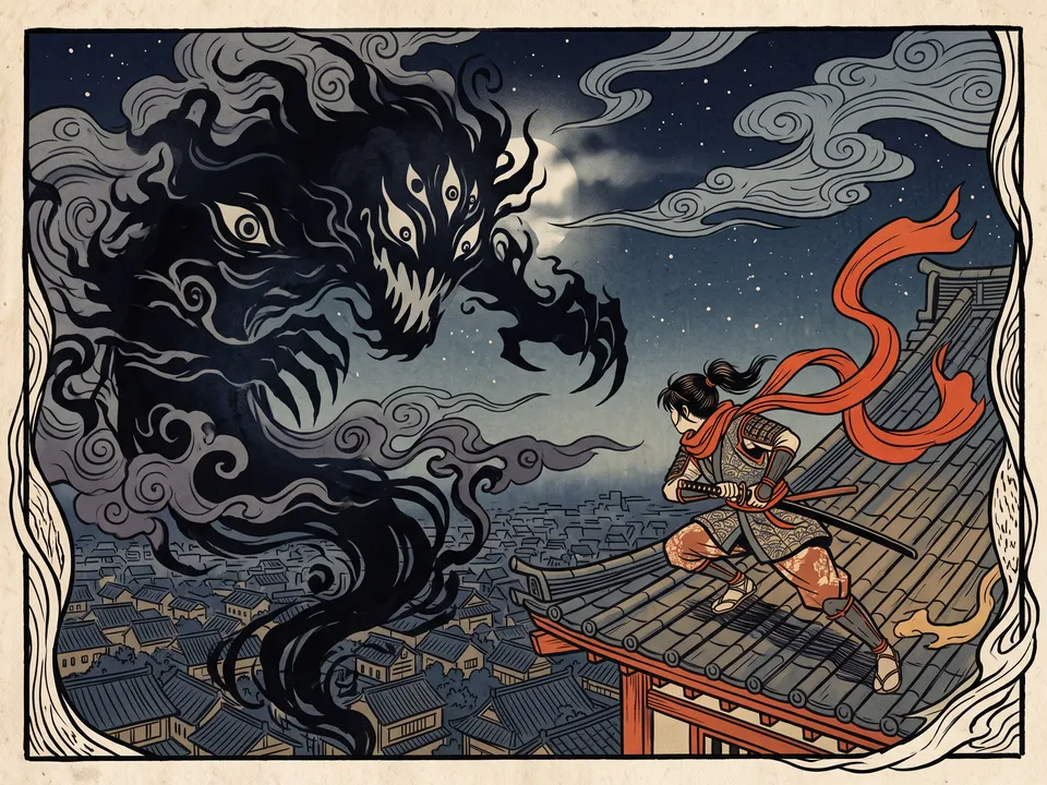 Woodblock: Ukiyo-e outlines and flat colour