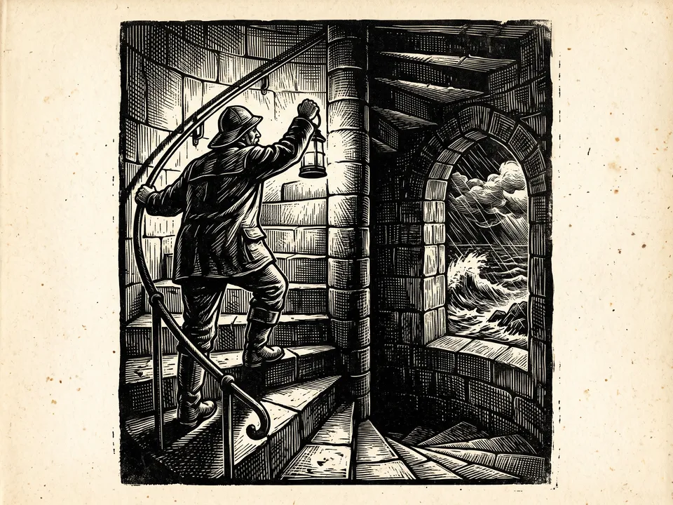 Woodcut: Carved black relief lines