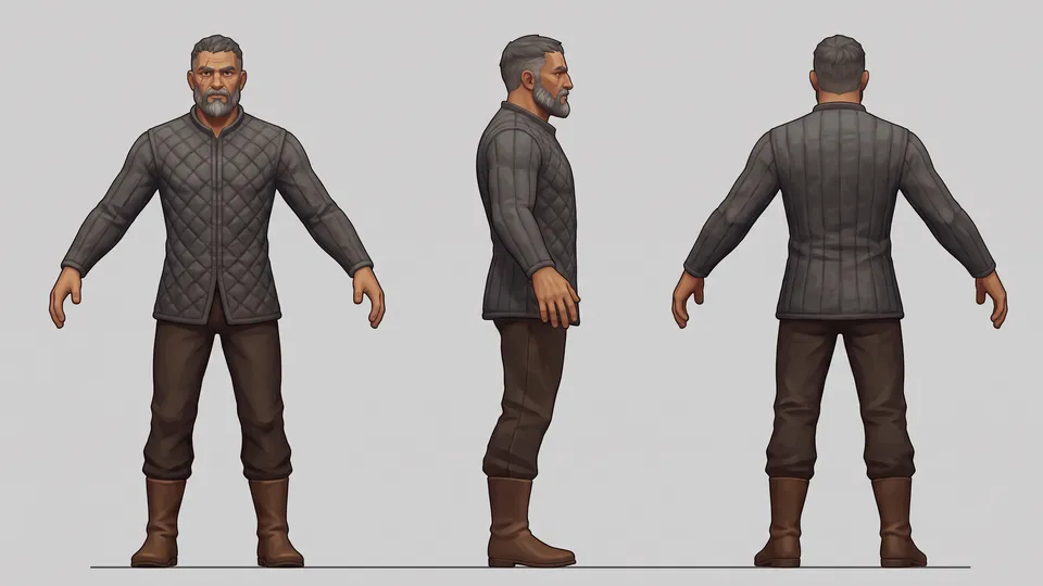Base body from the Character gear workflow, made for “A city-watch knight in steel plate and a blue tabard, fitted to three builds”