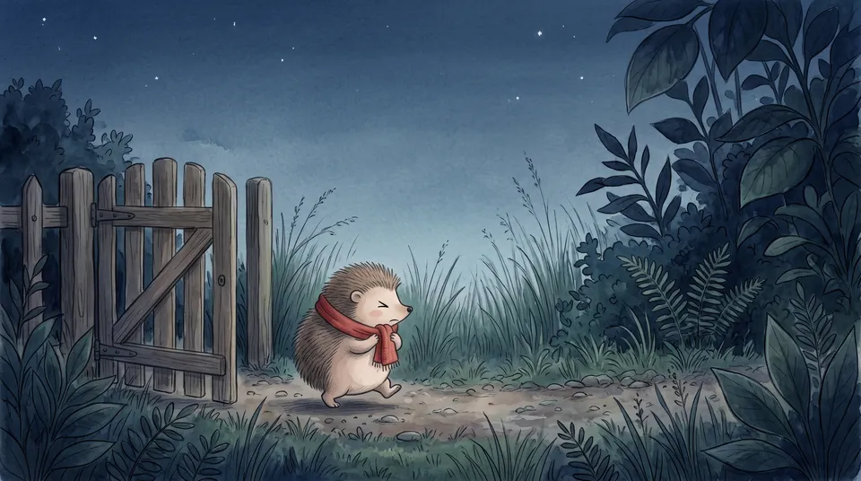 Spread 2 from the Children’s book workflow, made for “A bedtime story about Pip, a little hedgehog who is afraid of the dark, for ages 3 to 5”