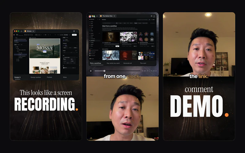 HTML reel: camera placeholder, hook, tail and reel