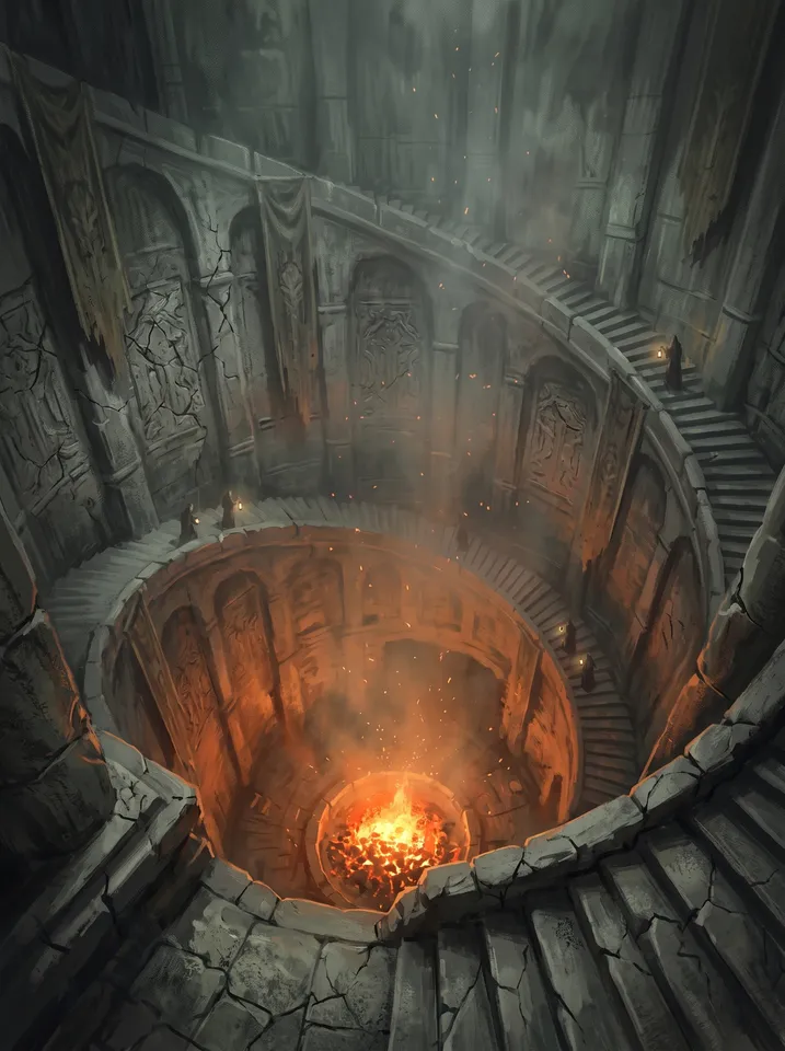 Plate I from the Illustrated book workflow, made for “Plates for a dark fantasy book about dragons nesting in a ruined cathedral city”