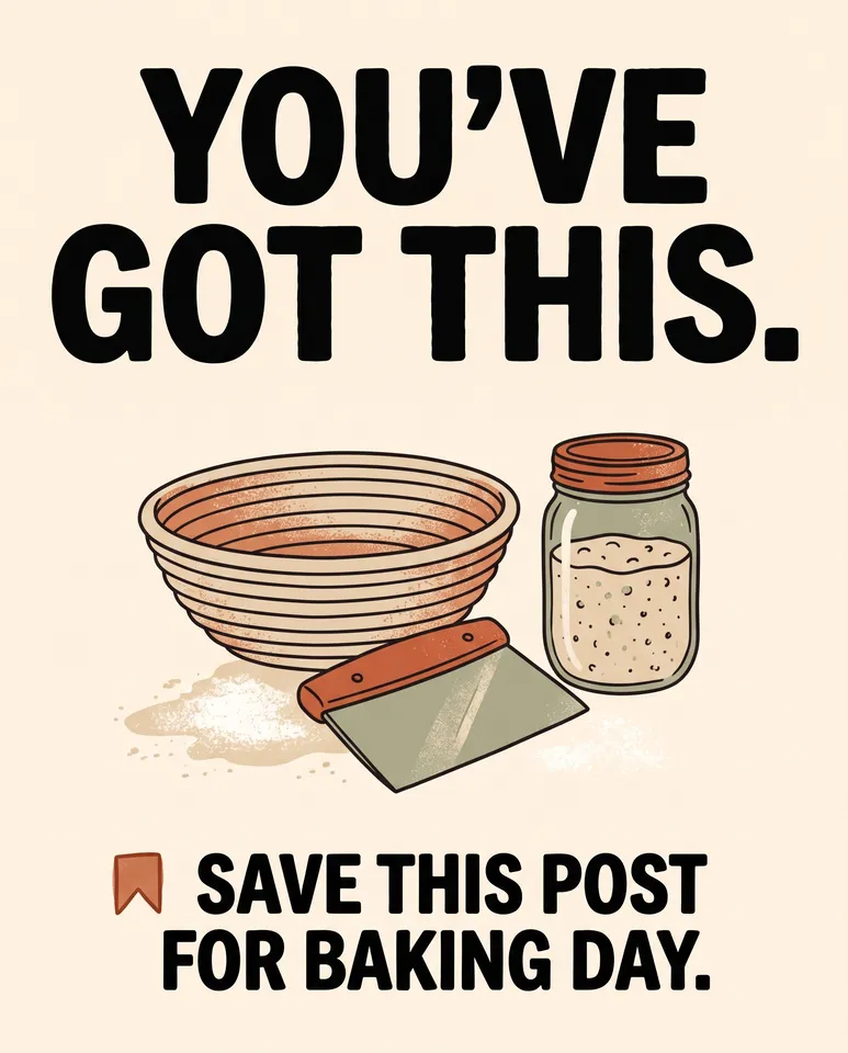 Last slide from the Instagram carousel workflow, made for “5 mistakes beginners make with sourdough, for our bakery’s Instagram”