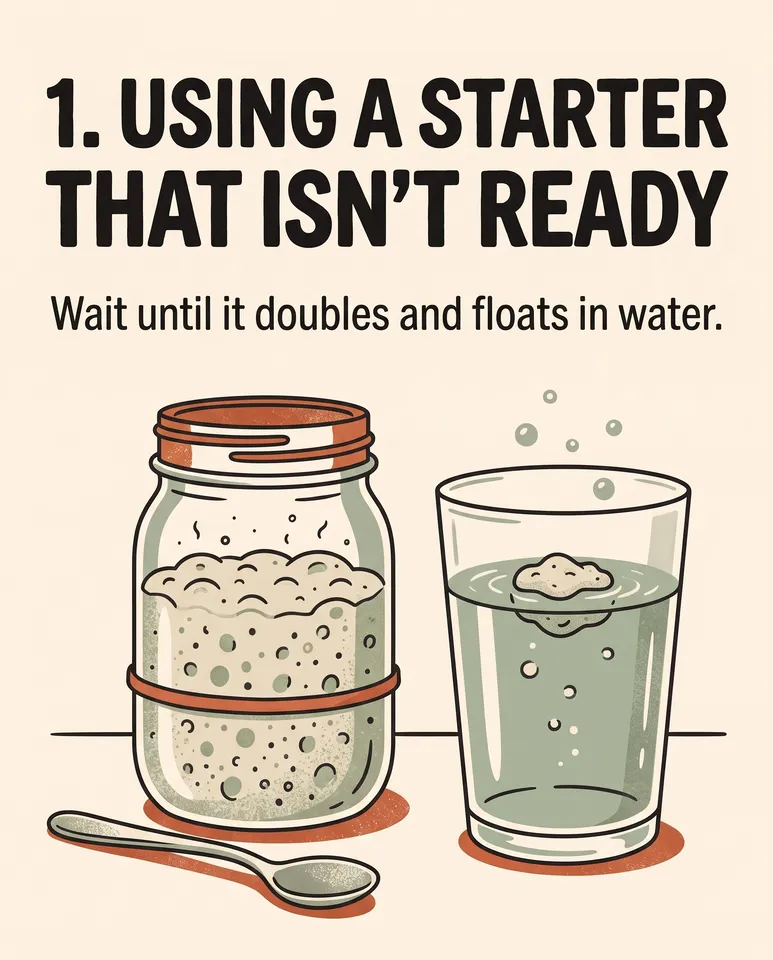 Slide 2 from the Instagram carousel workflow, made for “5 mistakes beginners make with sourdough, for our bakery’s Instagram”