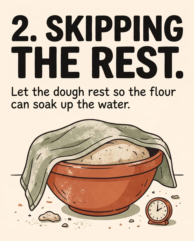 Slide 3 from the Instagram carousel workflow, made for “5 mistakes beginners make with sourdough, for our bakery’s Instagram”