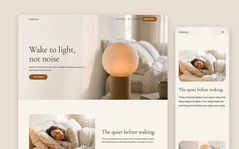 Landing page: hero, section 2, section 3 and section 4