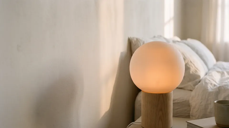 Hero from the Landing page workflow, made for “A landing page for Solstice, a sunrise alarm lamp that wakes you gently with light”