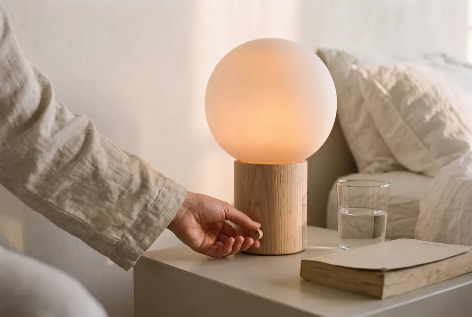 Section 3 from the Landing page workflow, made for “A landing page for Solstice, a sunrise alarm lamp that wakes you gently with light”