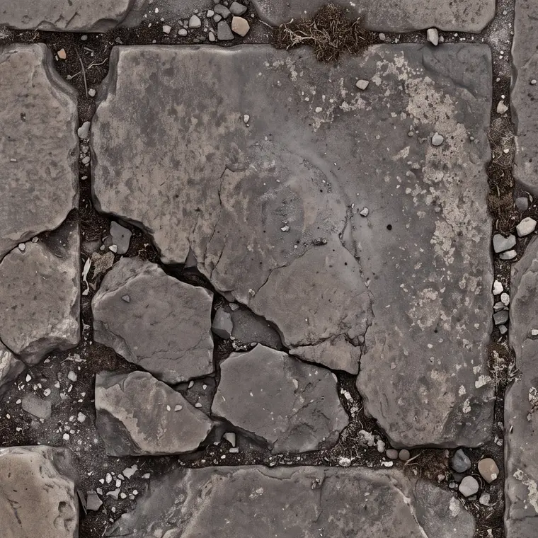 Base colour from the Material maps to Three.js workflow, made for “Worn cathedral flagstones with ash in the seams, lit by a moving torch at night”