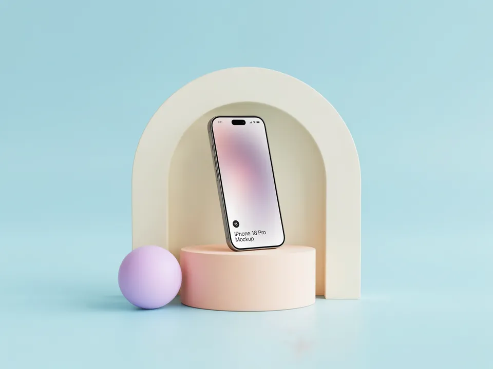 Studio from the Product photoshoot workflow, made for “Our new phone on soft pastel podiums and an arch, for the launch page”