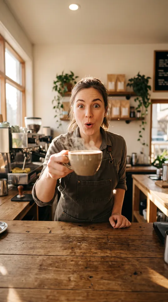 Scene 1 from the Reel planner workflow, made for “A 30-second Reel for our coffee shop: three tricks for better coffee at home”
