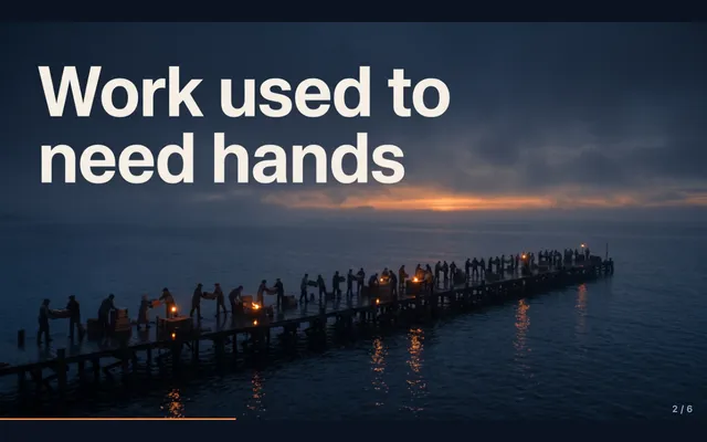 Deck from the Talk slides workflow, made for “A 10-minute talk on why small teams ship faster with AI, for a design conference”