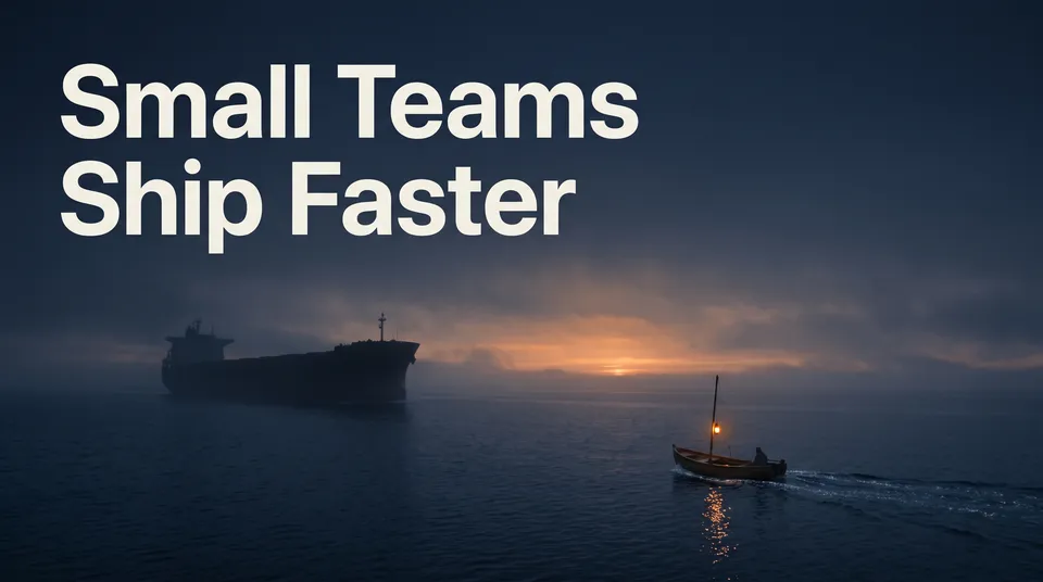 Slide 1 from the Talk slides workflow, made for “A 10-minute talk on why small teams ship faster with AI, for a design conference”