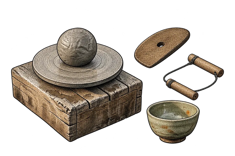 Closing print from the Three.js landing page workflow, made for “Ashgrove, a wood-fired pottery: scroll through its kiln shed from wet clay on the wheel to a tea bowl out of the fire”