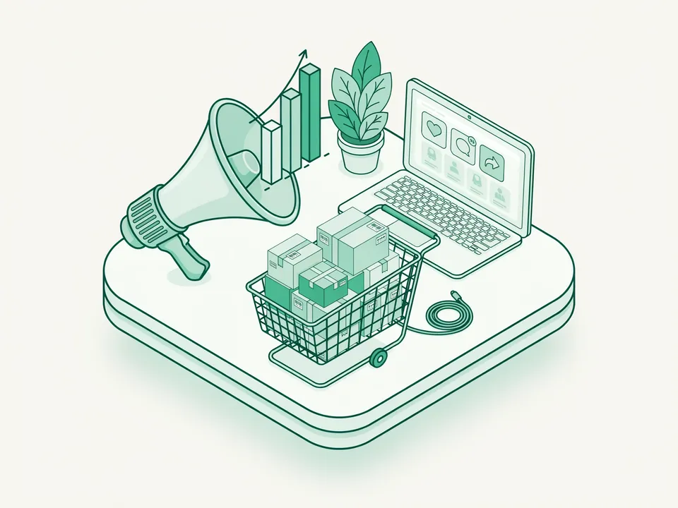 Illustration from the HTML component workflow, made for “A hero banner for a service that grows online stores”