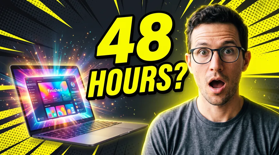 Bold thumbnail from the YouTube thumbnails workflow, made for “My video on building a whole app in one weekend with AI, with me amazed at the result”