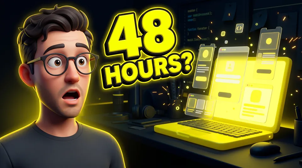 Illustrated thumbnail from the YouTube thumbnails workflow, made for “My video on building a whole app in one weekend with AI, with me amazed at the result”
